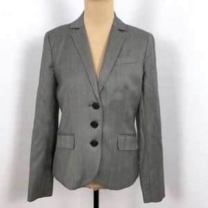 J Crew Grey Patterned  Fine Wool Cashmere Three Button Blazer Suit Jacket Size 6